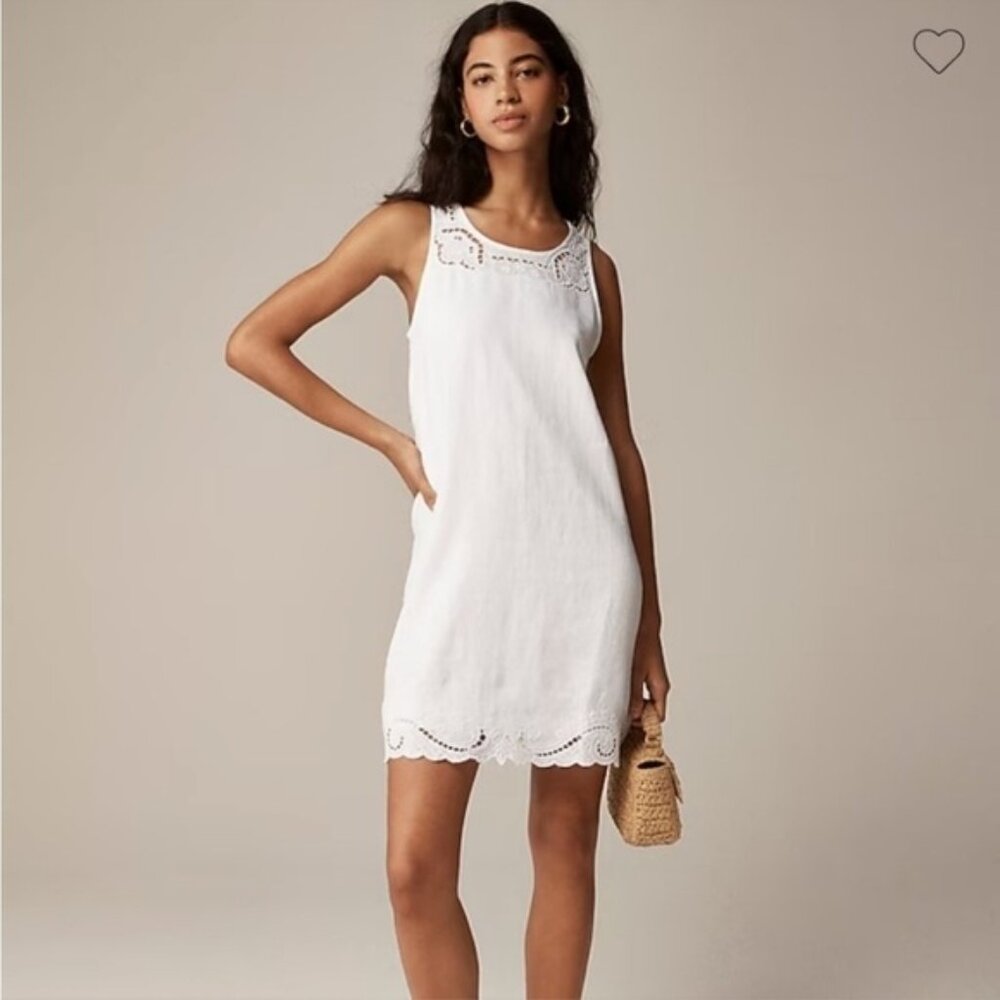J Crew Maxine eyelet shift dress in white linen NEW size Small bridal beach